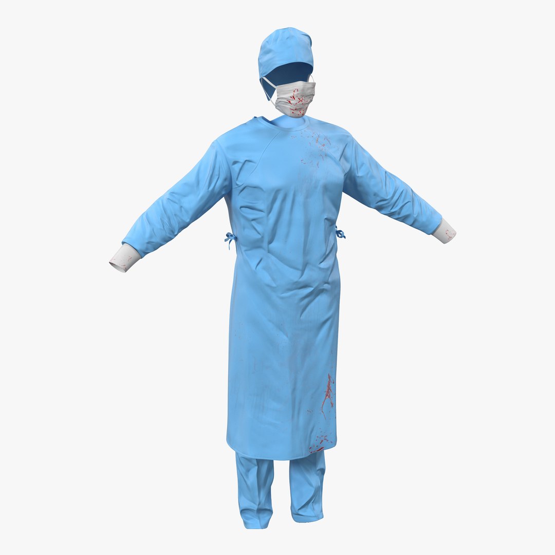 Surgeon Dress 10 with Blood 3D Model 3D model preview