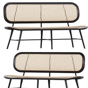 3D Restaurant Outdoor Furniture Rattan Wicker Bench Sofa model