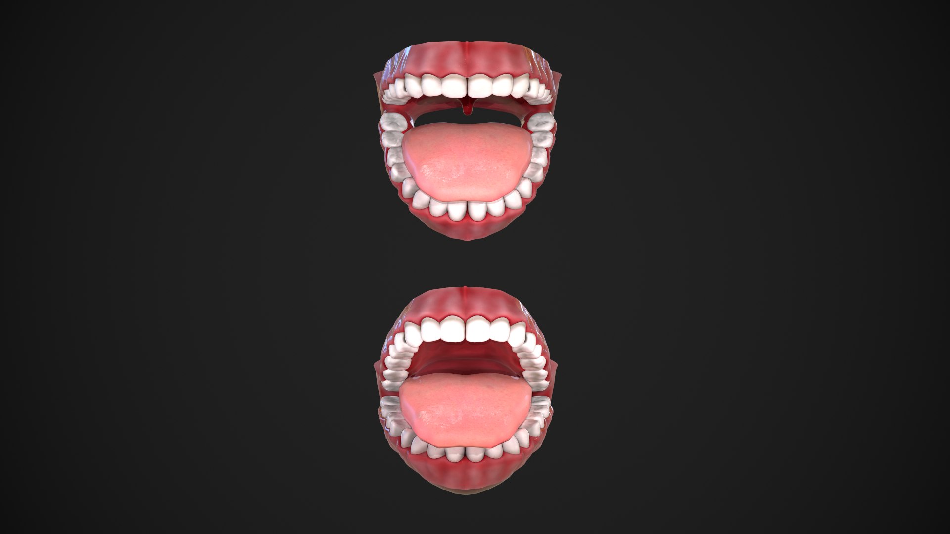 Ental Mouth And Teeth Model Rigged For Animation Or Printing Low-poly ...
