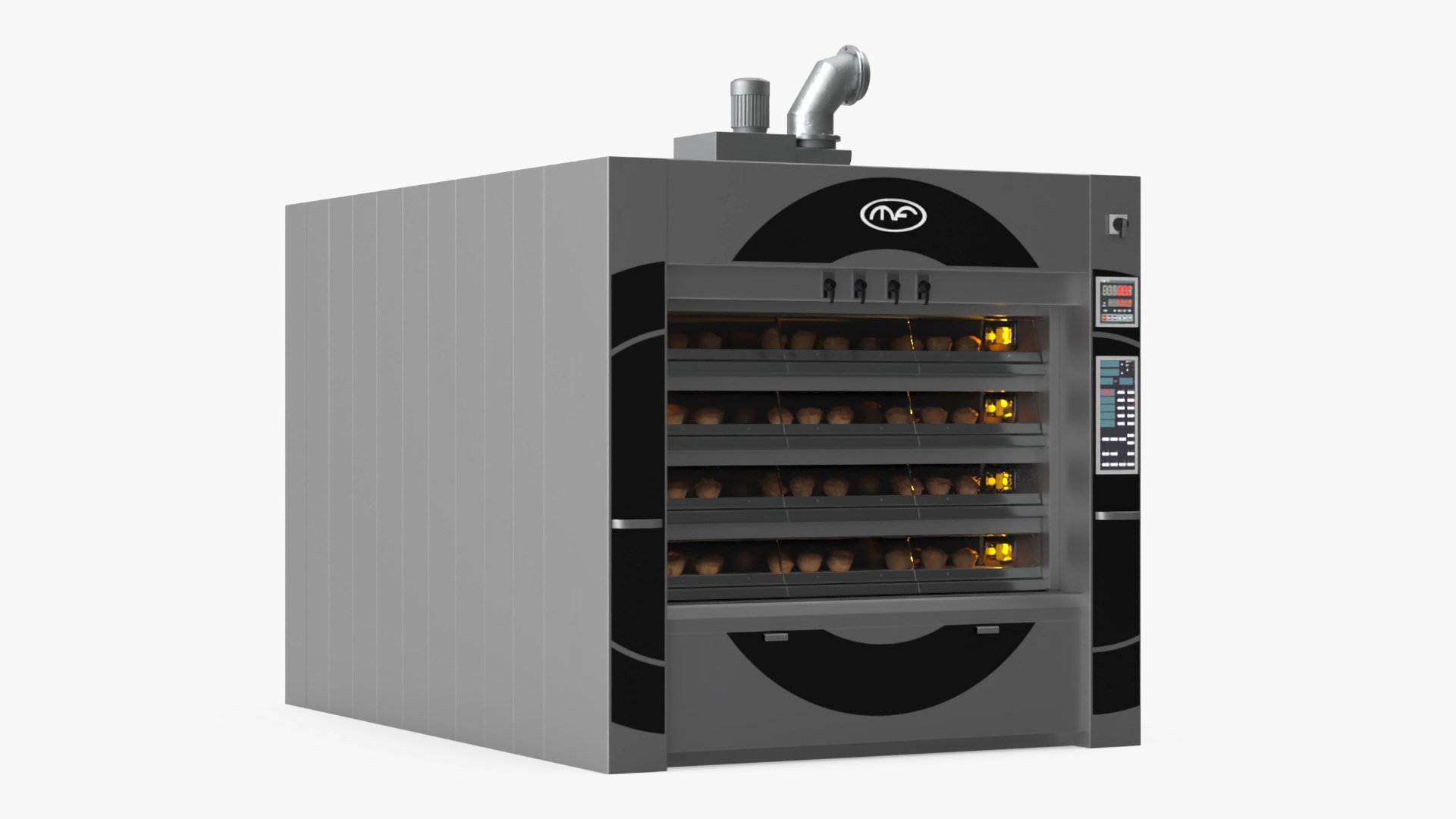 Steam Deck Oven Mondial Forni with Buns 3D model preview