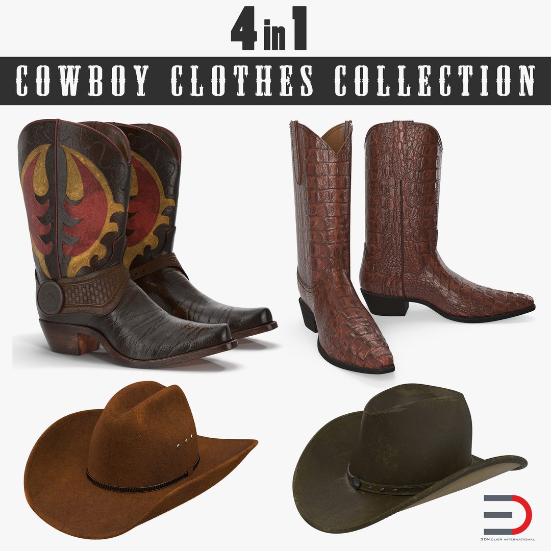 Cowboy Clothes Collection 3D model preview