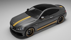3D MERCEDES BENZ C63 COUPE  YELLOW STRIPE model