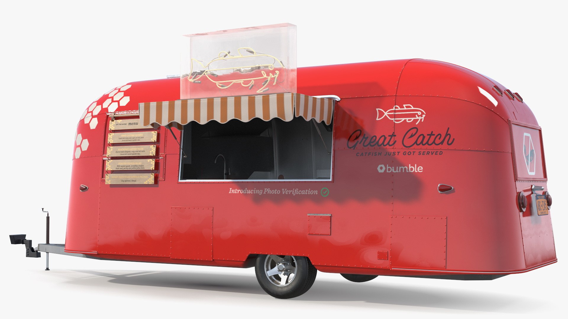 Small Mobile Food Cart Red Mockup 3D model preview