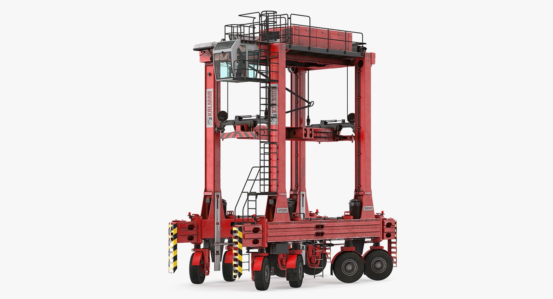 Kalmar Fastcharge Hybrid Straddle Carrier Dirty Rigged 3D model preview