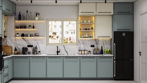 High-Quality Modern 3D Kitchen Design