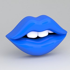 blue lips with teeth 3D