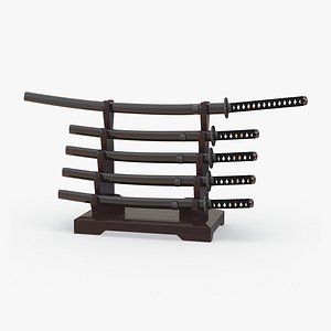 japanese sword katana display 3d model