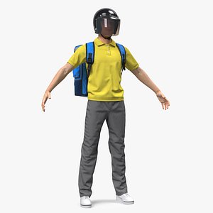 Delivery Man wear Helmet Rigged for Cinema 4D model