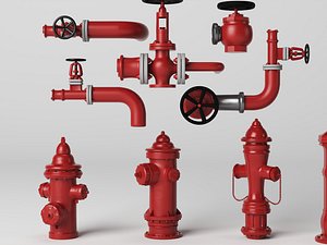 3D Industrial Fire Hydrant Pipeline Valve Plumb Equipment