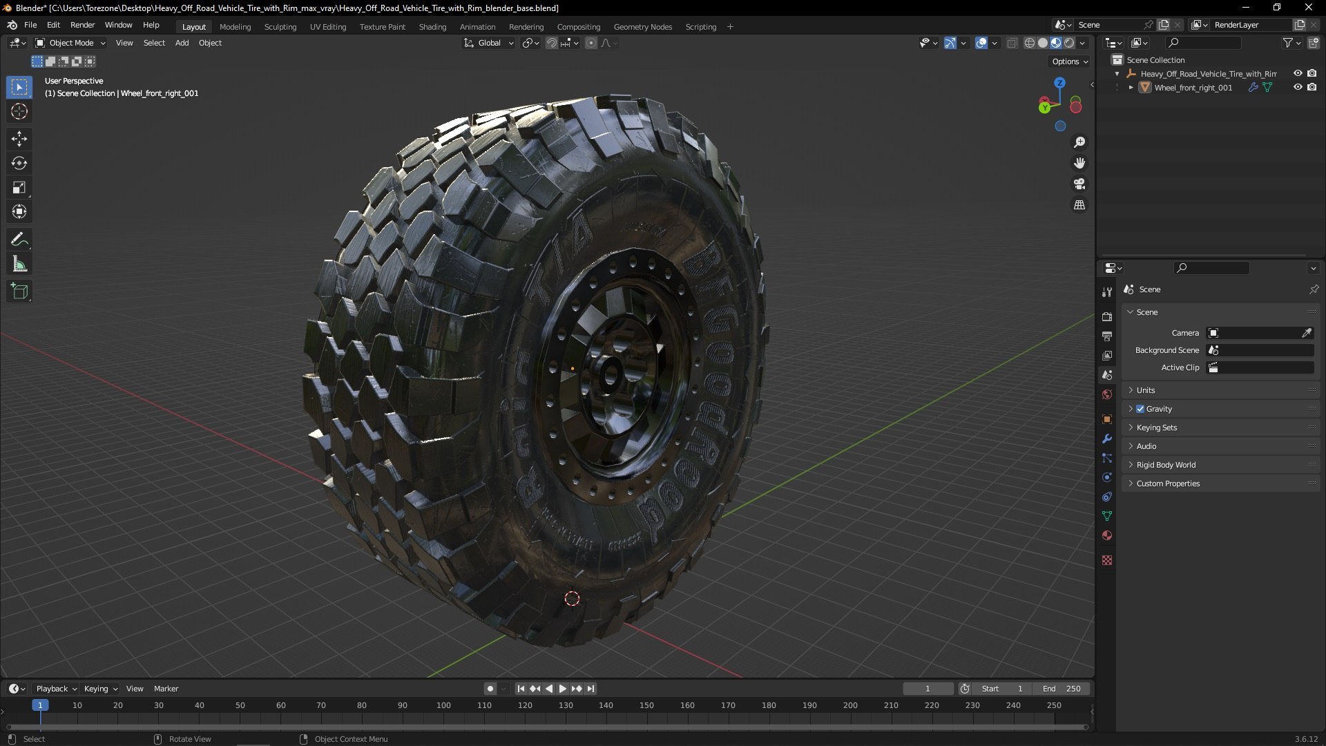 Heavy Off Road Vehicle Tire With Rim 3D Model - TurboSquid 2323198