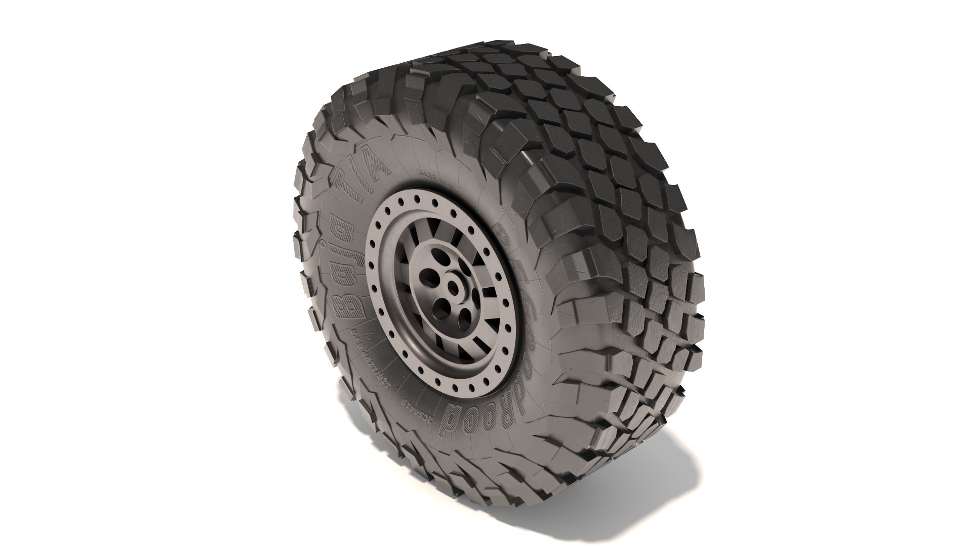 Heavy Off Road Vehicle Tire with Rim 3D model preview