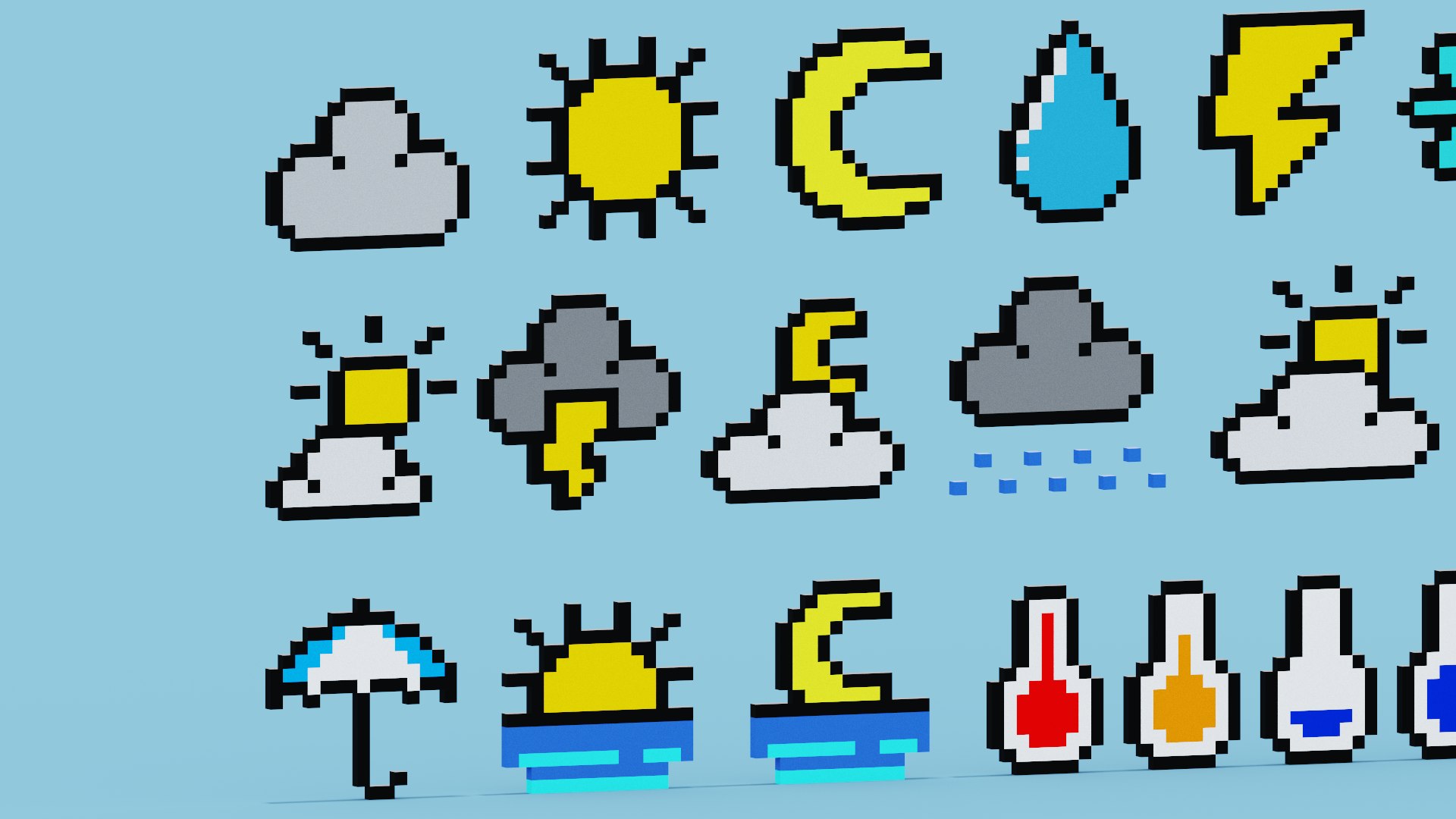 Weather Icon Pack 3D Model - TurboSquid 2044502