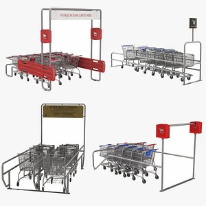 3D Shopping Cart Corral Collection 4 in 1