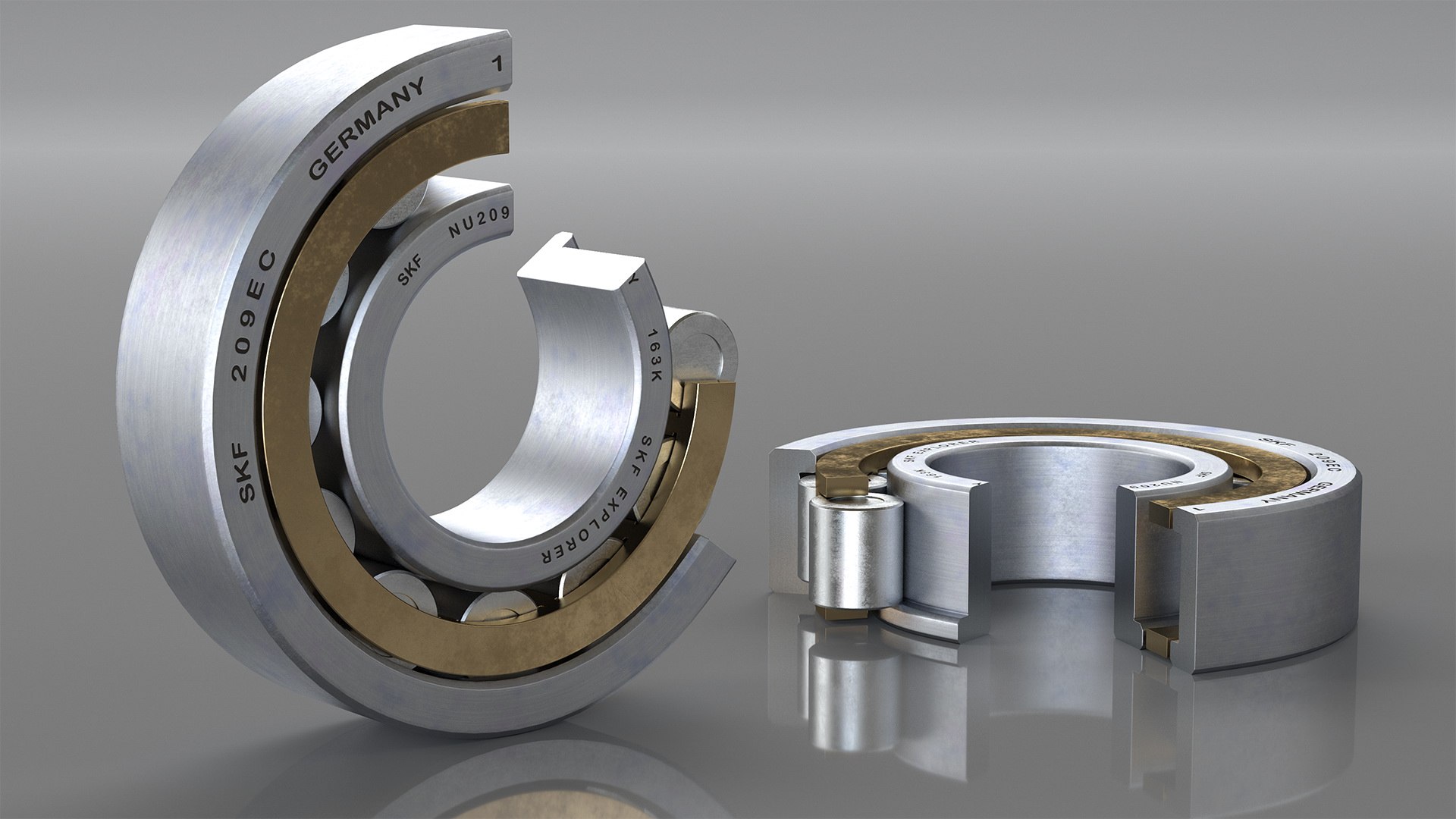 Roller Bearing Cut Inside 3D model preview