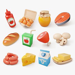 3D Stylized Grocery Food Pack model