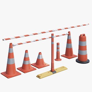 Set of Road Traffic Cones 3D