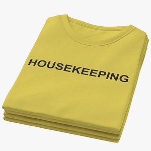 3D Female Crew Neck Folded Stacked Yellow Housekeeping 02