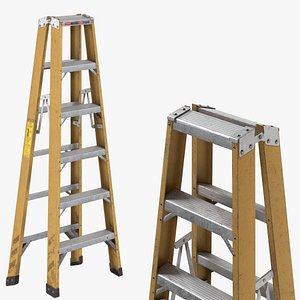 5 Step Metal Ladder Folded 3D model