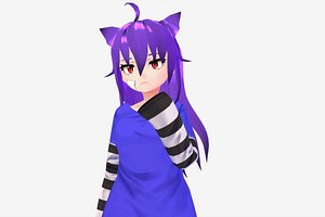 3D model game ready Low Poly Anime Character Girl v23