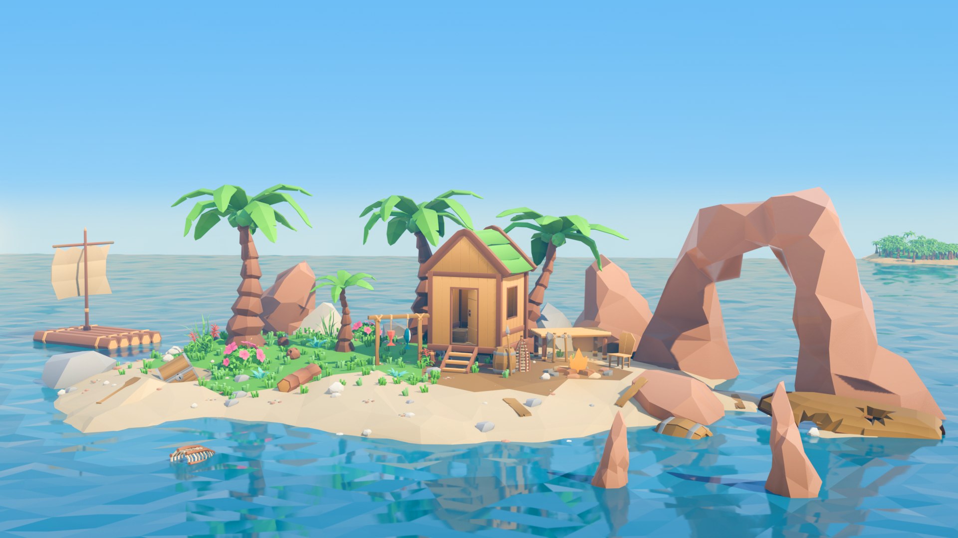Survival Island Low Poly 3D Asset Pack Model TurboSquid 2397579