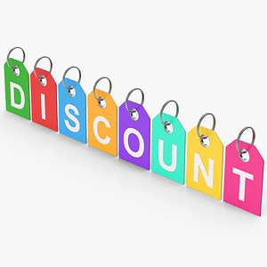 Colored Price Tags Discount 3D model