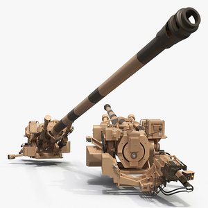 3D model Military Artillery Gun Mount Desert