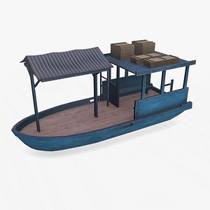 3D Wooden Boat 01 Low-poly PBR