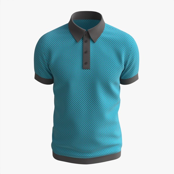 3D Short Sleeve Polo Shirt for Men Mockup 02 Blue