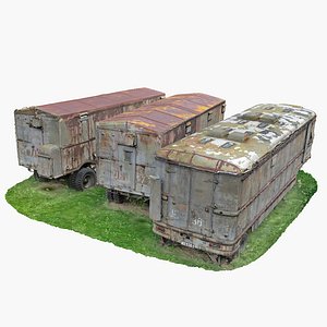Russian military transport vehicle transport trailer  Pack 3 3D model