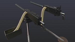 WW2 M1919 Browning Machine Gun with Attachments and Animations