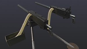 WW2 M1919 Browning Machine Gun with Attachments and Animations