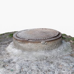 Photorealistic 3D scan of manhole Hatch cover Sewer model