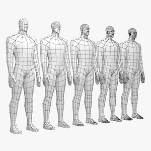 3D Hero Male in Rest Pose in 5 Topologies model