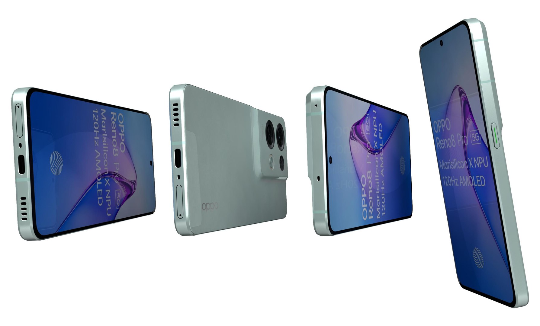 3D Oppo Reno 8 Pro Mint model - TurboSquid 1991896