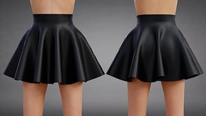 Black Leather Circle Mini Skirt Low poly Model 3D model