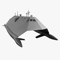 Stealth Hull Tactical Demonstrator Gray Rigged for Cinema 4D