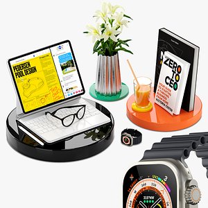 3D Apple Ipad And Watch Ultra Lilium Flower Decorative Set model