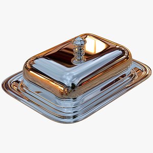 3D Silver Butter Dish
