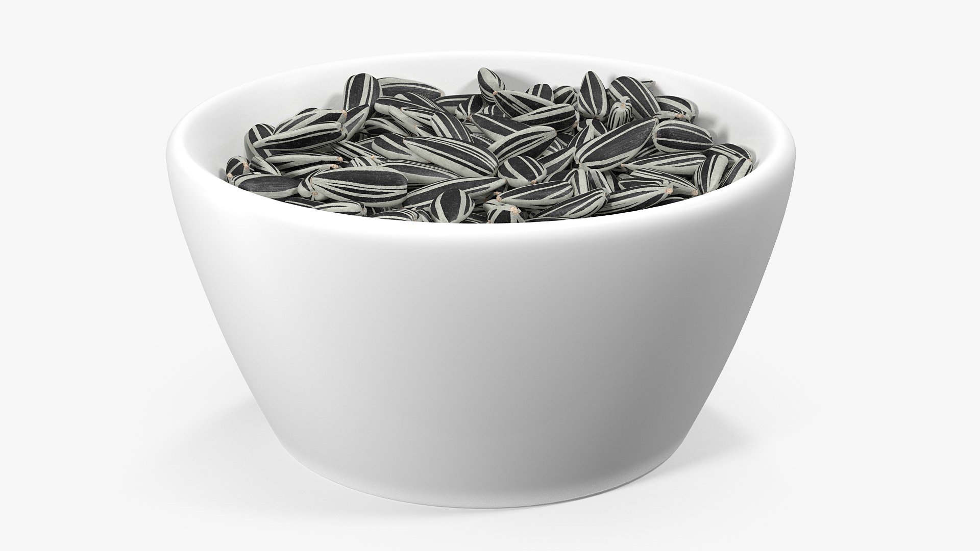 Striped Sunflower Seeds in a Bowl 3D model preview