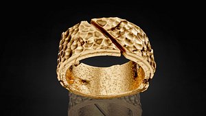 3D hammer Rock stone unique Ring model