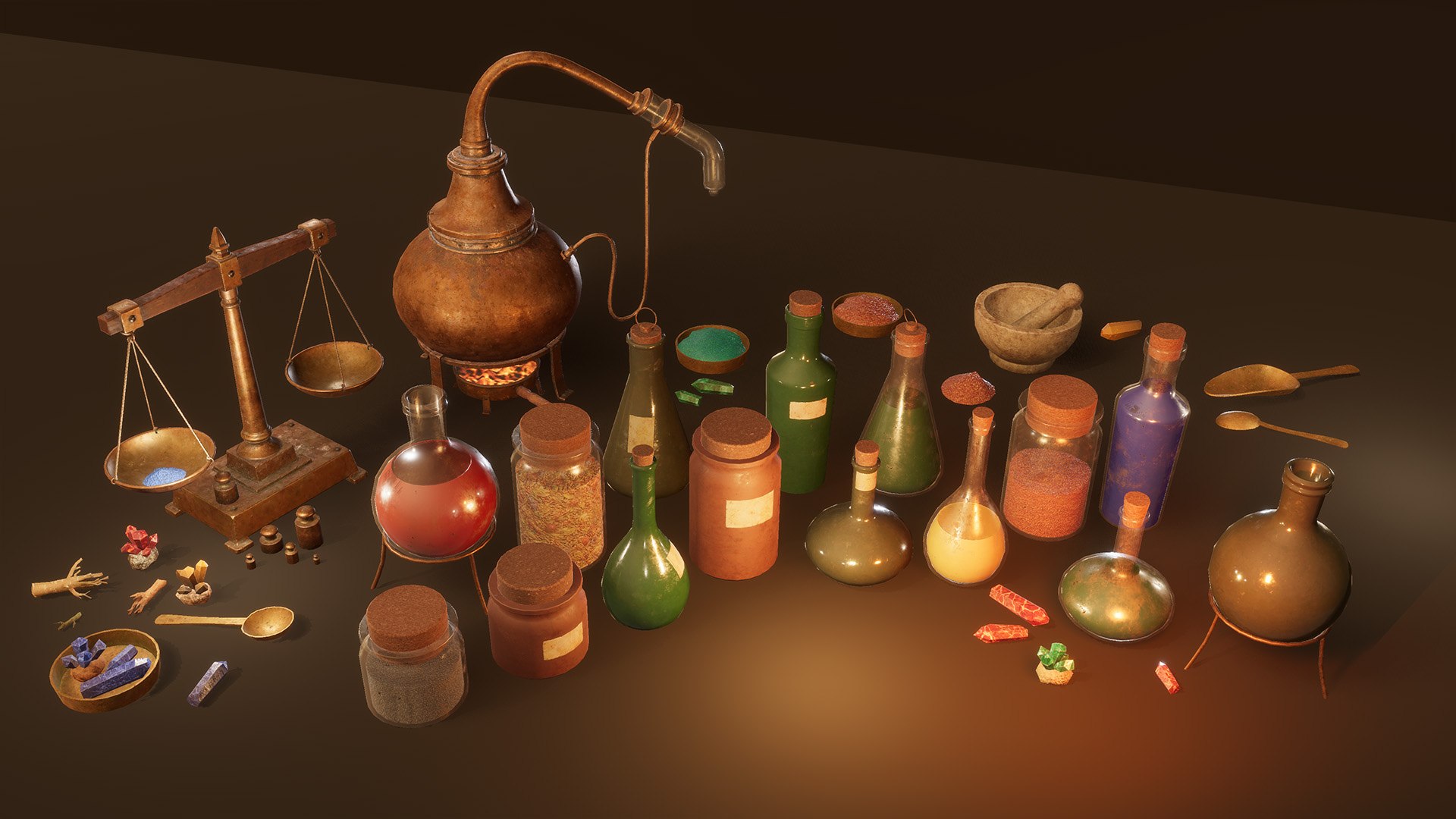 Medieval Alchemy kit 3D model https://p.turbosquid.com/ts-thumb/dP/YkQCGN/fS/01_1/jpg/1775868185/1920x1080/fit_q87/80e1be5c2b6b16cc445026c55dba25ffe081ba59/01_1.jpg