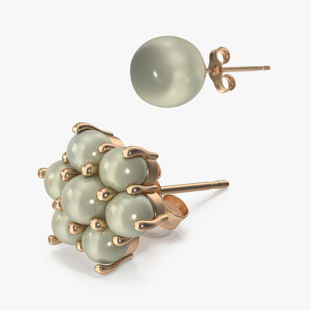 Gold Earrings Collection 3D model preview