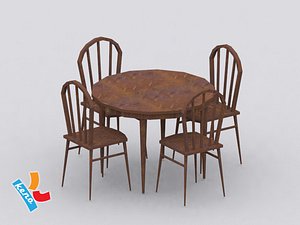 wild west table chair 3d model