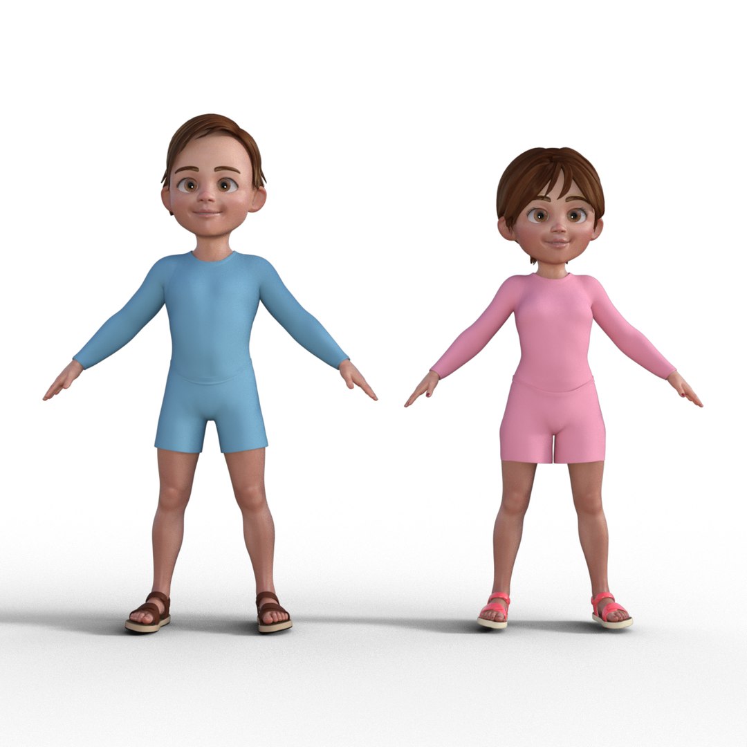 3D 3D Cartoon Man And Woman Model - TurboSquid 1911294