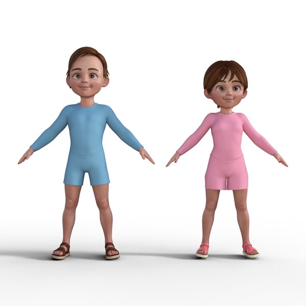 3D 3D Cartoon Man and Woman model