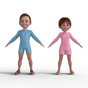 3D Cartoon Man and Woman