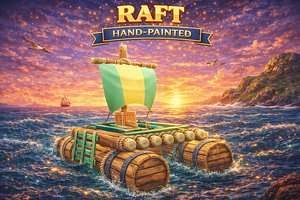 raft sea rowing 3D model