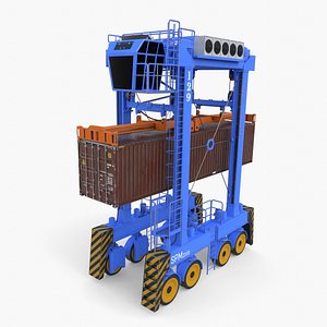 Port Container Straddle Carrier Crane V1 3D model