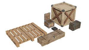 military wooden chest package 3D model