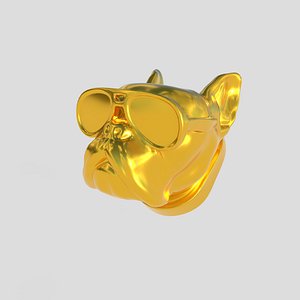 Gold Bust Dog 3D